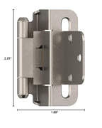 Amerock 1 Pair 3/8" Inset Satin Nickel Self-Closing Wrap Hinge - color: Satin Nickel, size: 3/8 Inch (10 mm) Inset