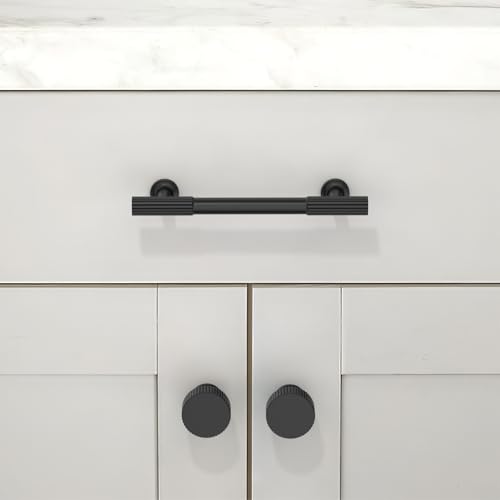 10 Pack Matte Black Cabinet Pulls 4 Inch(102mm) Kitchen Cabinet Handles Solid Zinc Alloy Cabinet Hardware Drawer Pulls - color: Matte Black, size: 4" Hole Center