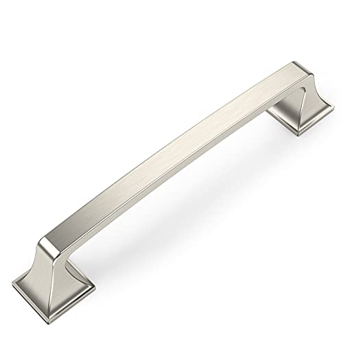 Amerdeco 10 Pack Kitchen Cabinet Handles Brushed Satin Nickel Cabinet Pulls 5 Inch(128mm) Hole Center Cabinet Hardware for Bathroom Drawer Pulls Dresser Pulls AM0002 - color: Brushed Satin Nickel, size: 5"/128mm Hole Center