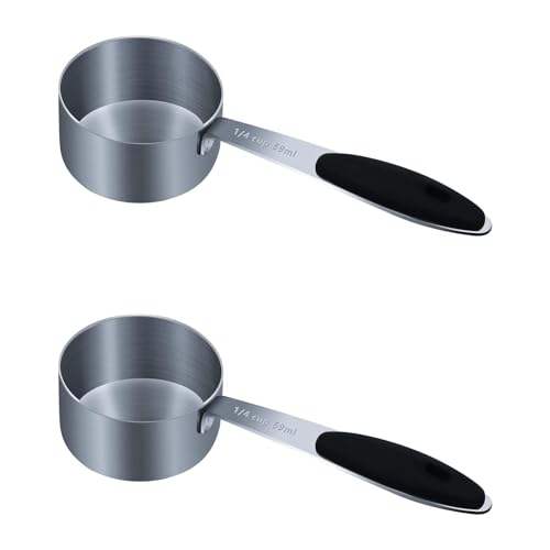 2PCS 1/4cup(59ml) Measuring Cup, Stainless Steel Measure Scoop - size: 1/4cup
