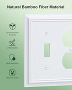 2-Pack Natural Bamboo Fiber Combo Toggle/Duplex Light Switch Cover Plate - color: Pure White, size: 1 Toggle/1 Duplex 2PK