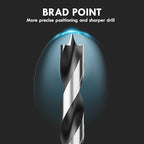 12Pcs (1/8" - 1/2") Brad Point Wood Drill Bit Set - size: Round Shank (1/8"-1/2") - 12pcs
