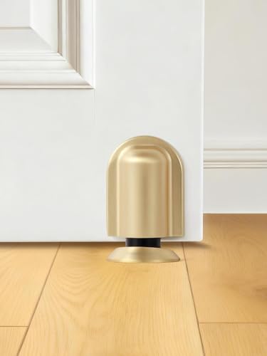 1 Pack Gold Door Stopper Magnetic Door Cathc Brushed Gold Floor Mounted Door Stop Keep Door Open with Screws and Adhesive No Drilling - color: Gold