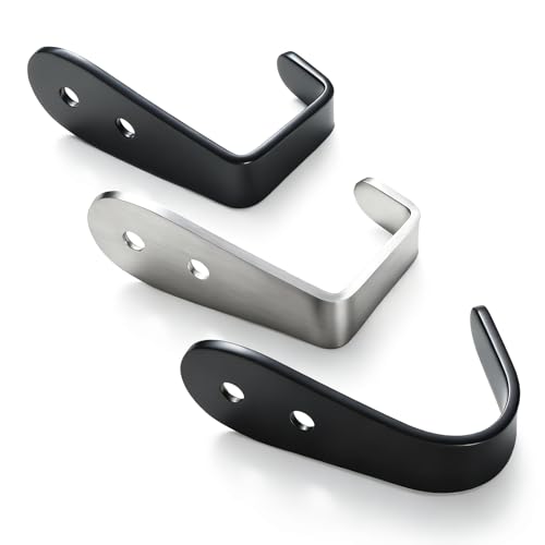 Stainless Steel Hooks for Hanging, Heavy Duty Hook, Wall Hooks Key Holder Wall Mount Hanger Coat Hook Garage Storage Screw Utility Hooks, 8 Pack (Black) - color: Black V