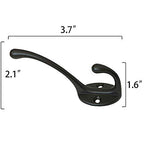 IBosins 10 Pack Black Double Coat Hooks No Rust Hooks for Coat, Scarf, Bag - color: Black