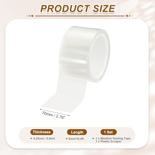 uxcell Window Weather Sealing Tape, 2.8 Inch x 16.4 ft (9.8mil Thick) - size: 2.8 Inch x 16.4 ft x 9.8mil
