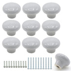 10-Pack Ceramic Cabinet Knobs Gray 32mm Round Drawer Pull - color: Gray