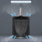 Sellemer Silicone Toilet Brush, Ventilation Slots Base Holder 1 Pack, Black - color: Black-1pcs
