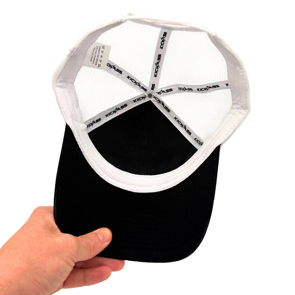 KickAss Snapback Trucker Cap - Black and White
