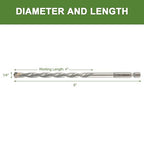 1/4" x 6" Masonry Drill Bits 1/4 inch Concrete Hammer Drill Bits Carbide Tipped, for Cement, Brick, Stone, 2 Pack, Hex Shank - size: 1/4" - 2 Pack