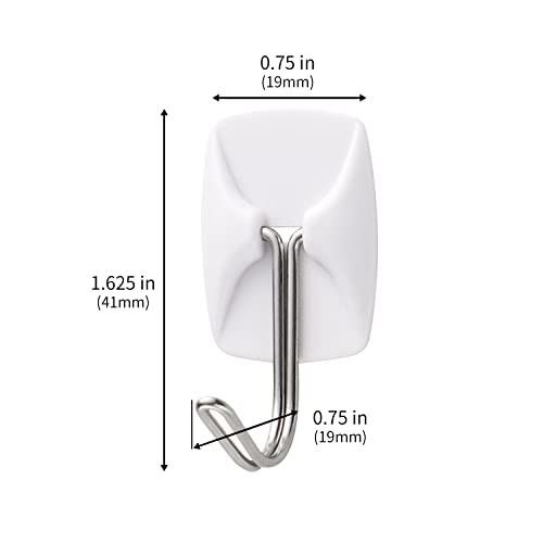 White Wall Hooks for Hanging, 20 Hooks+40 Strips, No Tools, Value Pack (S) - size: Small, style: White-20+40