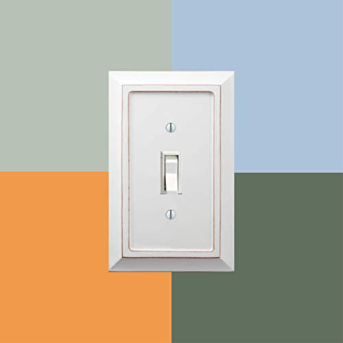 Amerelle 4040DDW Savannah Wallplate, 1 Duplex, Wood, Distressed White, 1-Pack - color: Distressed White, size: 1 Duplex