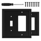 2 Pack Matte Black Decorative Combination Light Switch Covers Plate - size: 1 Toggle/1 Decorator 2 Pack