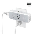 TESSAN Multi Plug Outlet Extender, USB C Wall Charger, Surge Protector,Grey - color: Gray, size: 5 Outlets (USB-C)