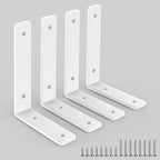 White Heavy Duty Shelf Brackets 12 Inch, Extra Thick L Shelving Brackets, Rustic Gold Iron Floating Shelves Wall Mounted with Hardware for DIY Open Shelving, 4 Pack - color: White, size: 12 Inch