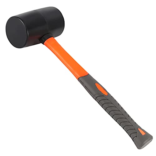 ZOENHOU 2 PCS 32 Oz Black Rubber Mallet Hammer, Solid Rubber Mallet Head with Non Slip Handle, Rubber Hammer for All Projects - color: Black, size: 32 Oz