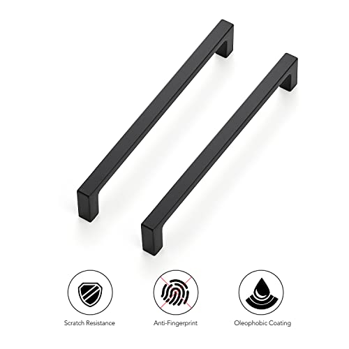 Ravinte Matte Black Square & Solid Cabinet Handles,6-1/4 Inch,15 Pack - size: 6-1/4 Inch Hole Center