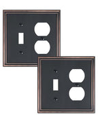 2-Pack Zinc Alloy Combo Toggle/Duplex Light Switch Cover Plate - color: Aged Bronze, size: 1 Toggle/1 Duplex 2PK