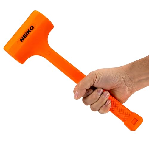 NEIKO 02851A Dead Blow Hammer, 5 Pounds, Neon Orange Deadblow Hammers, Mallet, Spark and Rebound Resistant, Unibody Molded, Soft Blow Rubber, Checkered Grip, Steel Shot and Core - size: 5 Pound, style: Dead Blow