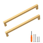 Cabinet Pulls Gold Cabinet Handles Square Drawer Pulls, 10 Pack 8-4/5 Inch Stainless Steel Kitchen Door Cupboard Cabinet Handles, Drawer Hardware Handles, 224mm Hole Centers - color: Gold, size: Two Hole - 8-4/5 inch Hole Centers(224mm)