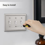 DEWENWILS Tripple Toggle Wallplates, Brushed Nickel Light Switch Covers - color: Brushed Nickel, size: 3 Toggle 2PK