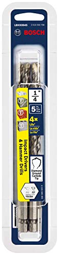 Bosch 5 pc. 1/4 in. X 6 in. Hex Shank Hammer Drill Masonry Bits LBHX0045