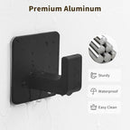 GWAAZXGZ Square Self Adhesive Towel Hooks - 2 Pack Matte Black Metal Hooks - color: Black, size: 2 Pack