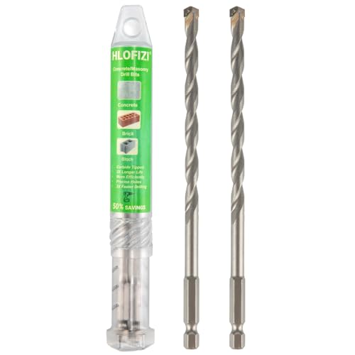 7/32" x 6" Masonry Drill Bits 7/32 inch Concrete Hammer Drill Bits Carbide Tipped, for Cement, Brick, Stone, 2 Pack, Hex Shank - size: 7/32" - 2 Pack