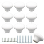 10-Pack Ceramic Cabinet Knobs White 32mm Round Drawer Pull - color: White