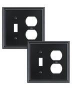 2-Pack Zinc Alloy Combo Toggle/Duplex Light Switch Cover Plate - color: Black, size: 1 Toggle/1 Duplex 2PK
