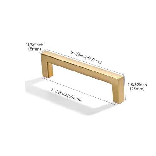 khtumeware 10 Pack 3-1/2 inch(89mm) Hole Center Champagne Bronze Cabinet Pulls Solid Heavy-Duty Square Champagne Brass Cabinet Handles Drawer Pulls Kitchen Cabinet Hardware Kitchen Handle - color: Champagne Bronze, size: 3-1/2 inch(89mm) hole center