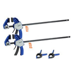 VEVOR Bar Clamps for Woodworking, 2-Pack 24 inch One-Handed Clamp/Spreader, Quick-Grip F-Clamp with 340 lbs Load Limit, Premium Plastic and Carbon Steel, for Woodworking Metal working, Blue + Black - size: 32.87 x 9.49 x 1.38 inch, style: Quick Grip