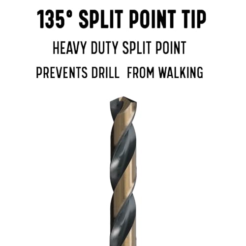Drill America KFD5/64P12 5/64" High Speed Steel Black & Gold KFD Split Point Drill Bit (Pack of 12), KFD Series - size: 5/64"