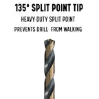 Drill America KFD5/64P12 5/64" High Speed Steel Black & Gold KFD Split Point Drill Bit (Pack of 12), KFD Series - size: 5/64"