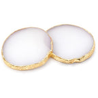 2 Pcs Resin Nail Art Palette, White Gold Edge Mixing Tray - color: White