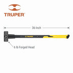Truper 30928 6-Pound Sledge Hammer, Fiberglass Handle with Rubber Grip, 36-Inch - size: 6 lb, style: Fiberglass