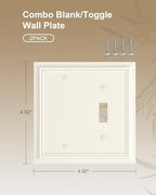 2-Pack Natural Bamboo Fiber Combo Blank/Toggle Light Switch Cover Plate - color: Light Almond, size: 1 Blank/1 Toggle 2PK