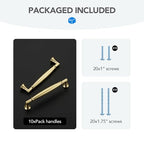HOME EDIT Brushed Gold Cabinet Handles 5 Inch Pulls 10 Pack - color: Brushed Gold, size: 5 inches Hole Center