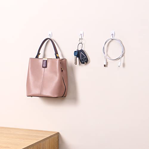 White Wall Hooks for Hanging, 20 Hooks+40 Strips, No Tools, Value Pack (S) - size: Small, style: White-20+40