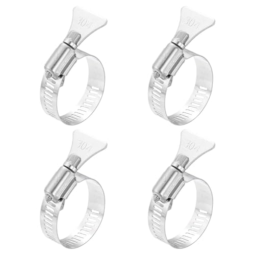HARFINGTON 4pcs Hose Clamps 0.8"-1.7" (21-44mm) Adjustable 304 Stainless Steel Worm Gear Hose Clamps Assortment Kit for Plumbing Dryer Vent Automotive Dust Collector - size: 21-44mm