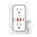 Outlet Extender 6 AC Surge Protection 1050J,Wall Charger 2 USB A&2 USB C - size: 1 pack