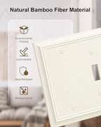 2-Pack Natural Bamboo Fiber Combo Blank/Toggle Light Switch Cover Plate - color: Light Almond, size: 1 Blank/1 Toggle 2PK