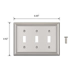 DEWENWILS Tripple Toggle Wallplates, Brushed Nickel Light Switch Covers - color: Brushed Nickel, size: 3 Toggle 2PK