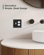 2-Pack Natural Bamboo Fiber Combo Toggle/Duplex Light Switch Cover Plate - color: Matte Black, size: 1 Toggle/1 Duplex 2PK