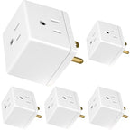 GE Outlet Extender, 3 Outlet Multi Plug Wall Power Splitter (Pack of 5) - size: 5 Pack
