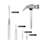 6-in-1 mini multifunctional metal hammer and screwdriver hand tool for opening walnuts, including cross and flat screwdrivers, home repair tools, and camping hammer set (Silver) - color: Silver