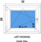 32"x20" Single Sash European uPVC Tilt and Turn Window