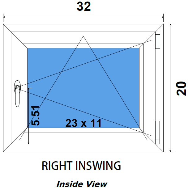 32"x20" Single Sash European uPVC Tilt and Turn Window
