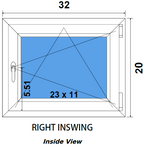 32"x20" Single Sash European uPVC Tilt and Turn Window