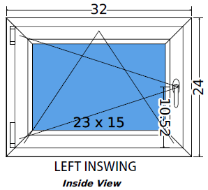 32"x24" Single Sash European uPVC Tilt and Turn Window